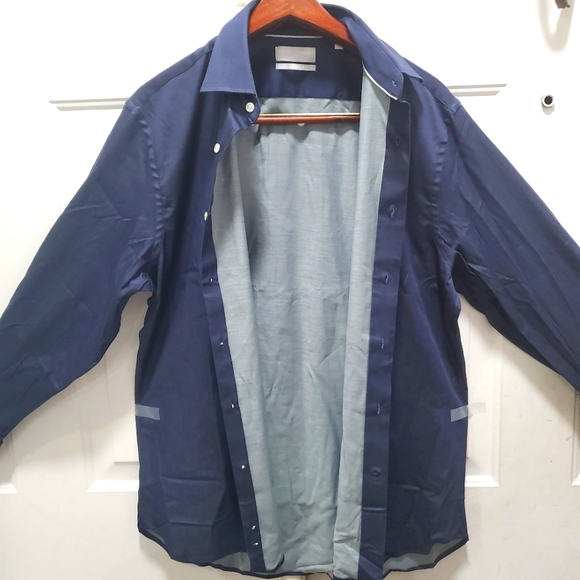 Hickey Freeman Dress shirt Midnight Blue 17-17.5 15-15.5 16-16.5 Brand New - Picture 6 of 7